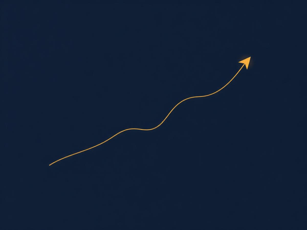 Uma curva ascendente representando a transformação e a criação de valor de uma empresa